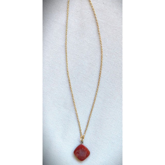 Traditional Antique Carnelian Square Fob on Chain, Intaglio Helmeted Soldier For Sale - Image 3 of 12