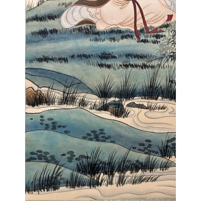 Paper Hand-Painted Chinese "Gaoshi" Scholar Scroll in the Style of Zhang Daqian For Sale - Image 7 of 9