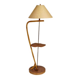 Vintage Bamboo Googie Style Floor Lamp For Sale