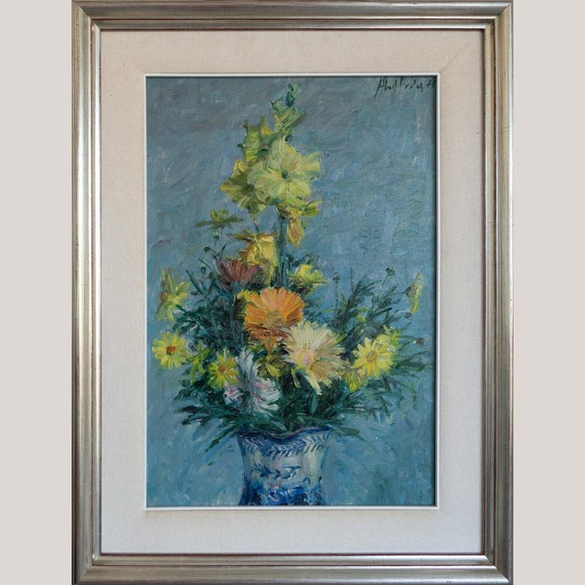 Impressionist Artist, Floral Still Life, Original Oil on Canvas For Sale - Image 3 of 8