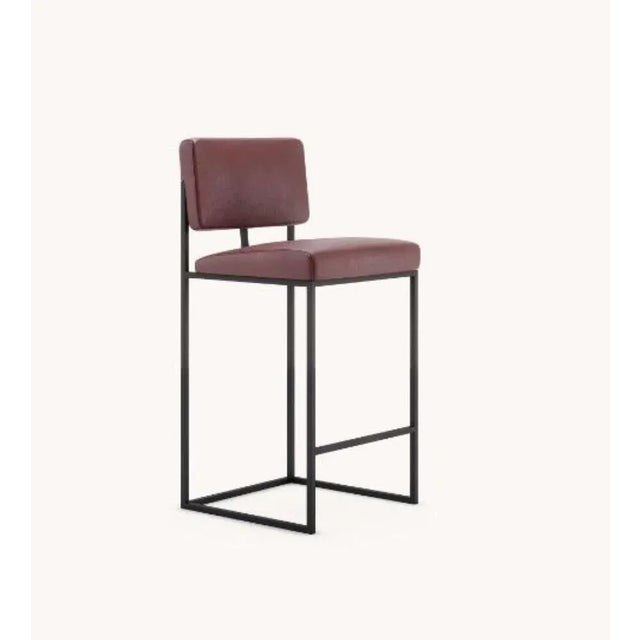 Gram counter chair by Domkapa Materials: Natural Leather, Black Texturized Steel. Dimensions: W 44 x D 45 x H 109 cm. May...
