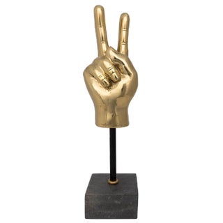 NOIR Peace Sign on Stand, Brass For Sale