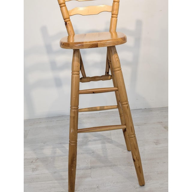 Pine Bar Stool with Backrest For Sale - Image 12 of 18