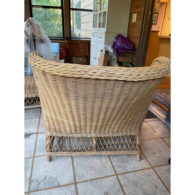 Wood Vintage Smith & Hawken Wicker/Rattan Lounge Chairs With Ottomans For Sale - Image 7 of 14