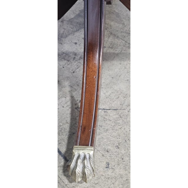 Brown Late 20th Century Stickley Oval Federal Style Mahogany Dining Table W 2 Leaves Brass Paw Feet For Sale - Image 8 of 11
