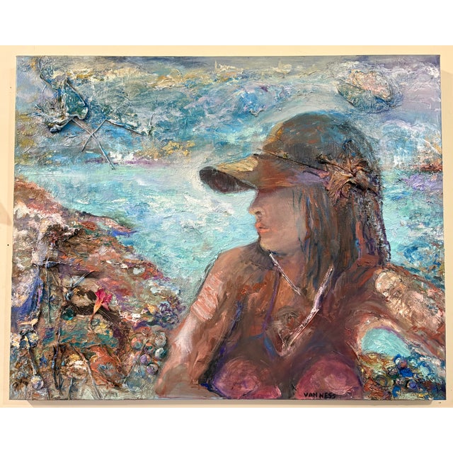 Wood “Islands in the Stream”, Original Oil Painting, Figurative, Textural, Abstract Art For Sale - Image 7 of 9