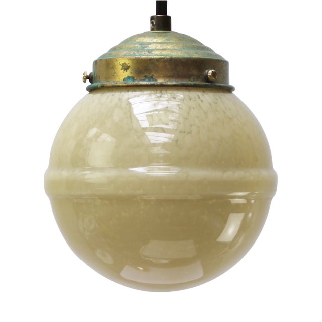 French Yellow Glass Clichy Pendant Lamp For Sale