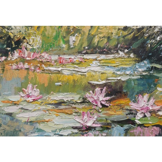 Original oil landscape by Sean Wu, Lily Pond