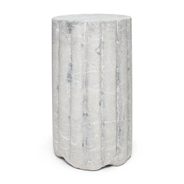 This unusual stone pedestal is actually a late 19th-century cylindrical mill stone. Hand-carved of solid limestone with a...