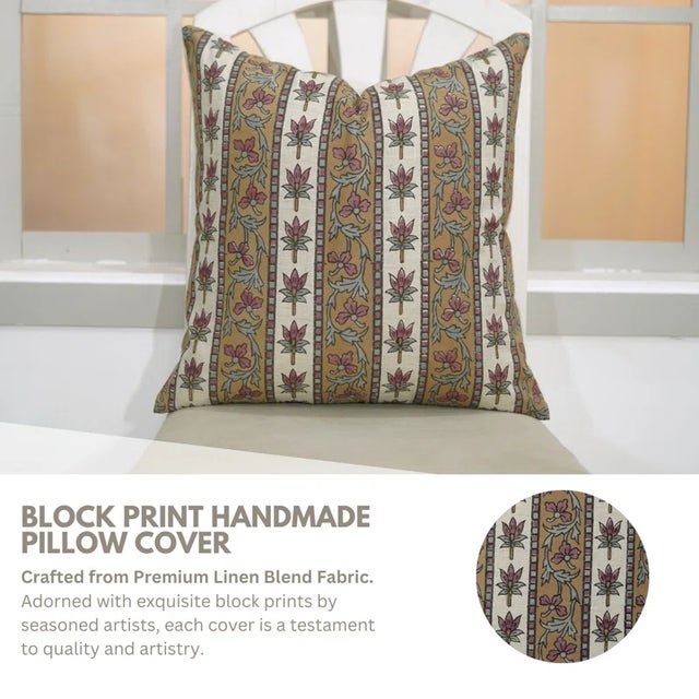 Bring home timeless elegance with Fabdivine’s Block Print Laxmi Border Pattern Pillow Covers, crafted in a soft linen...