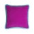 Contemporary Happy Cushion Cover in Velvet Fuchsia with Light Blue Fringes For Sale - Image 3 of 3