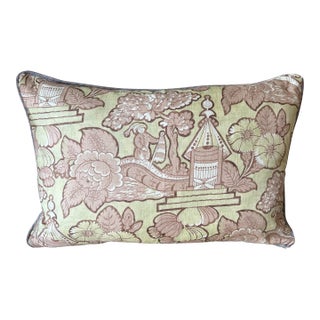Vintage Printed Linen Pillow For Sale