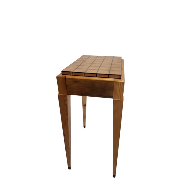 Tan Reclaimed Old Growth Pine Parquetry Side Table For Sale - Image 8 of 17