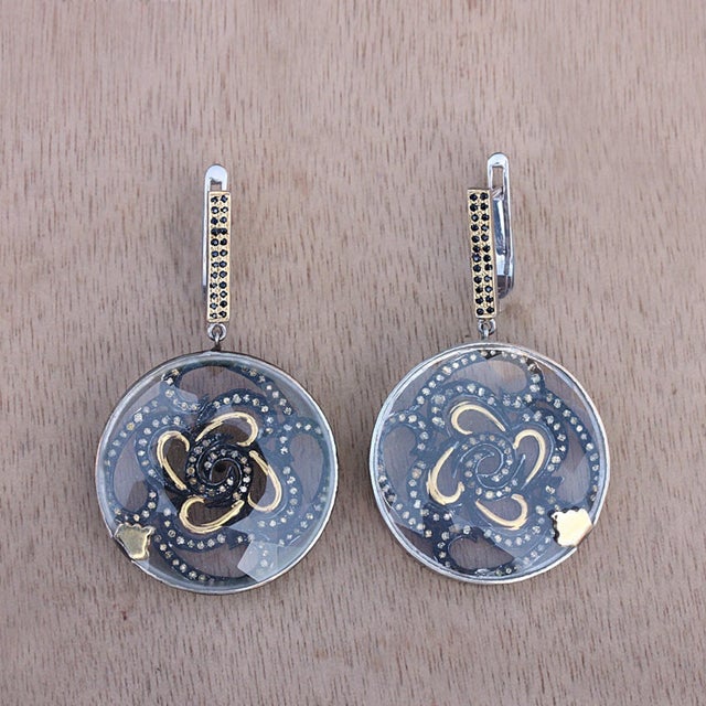 Pave Diamond Earrings 925 Sterling Silver Drop Earrings for Her Unique Gift, A Pair For Sale - Image 6 of 12