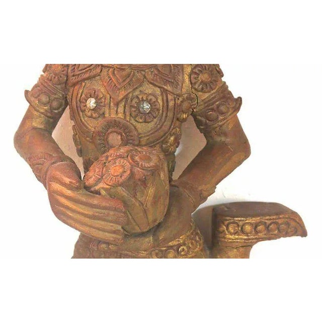 19th century. Teak Carved Large Gilt Siamese Figures with Provenance - a Pair For Sale - Image 4 of 8
