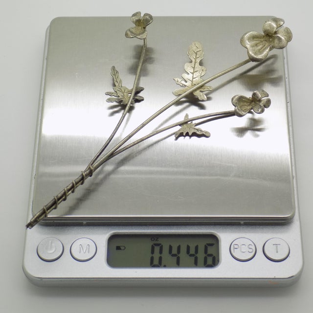 Vintage Italian Handmade Genuine Silver Orchid Branch Long Miniature, 1950s For Sale - Image 11 of 13