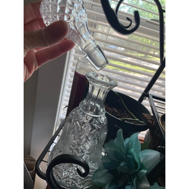 Transparent Vintage Crystal Liquor Decanter, Rare Bell Shaped Decanter, Cut Glass, Mid-Century Mordern For Sale - Image 8 of 9
