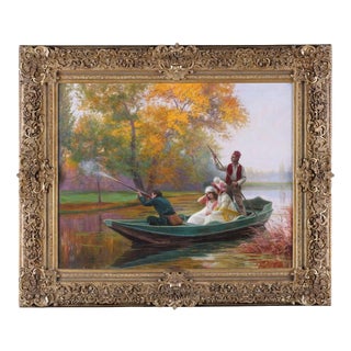Jules Girardet, European Sporting Hunting Scene, Oil on Canvas, Framed For Sale