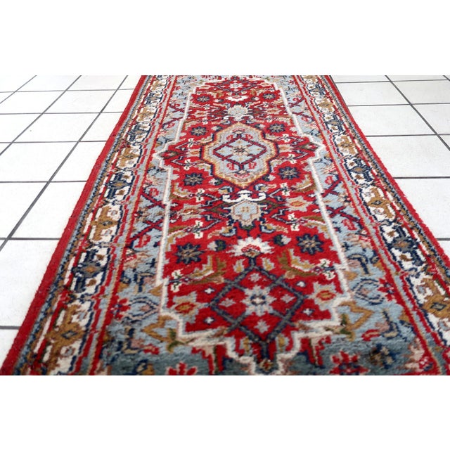 Handmade vintage Persian Hamadan rug with medallion design. The rug is in original condition from the end of 20th century,...