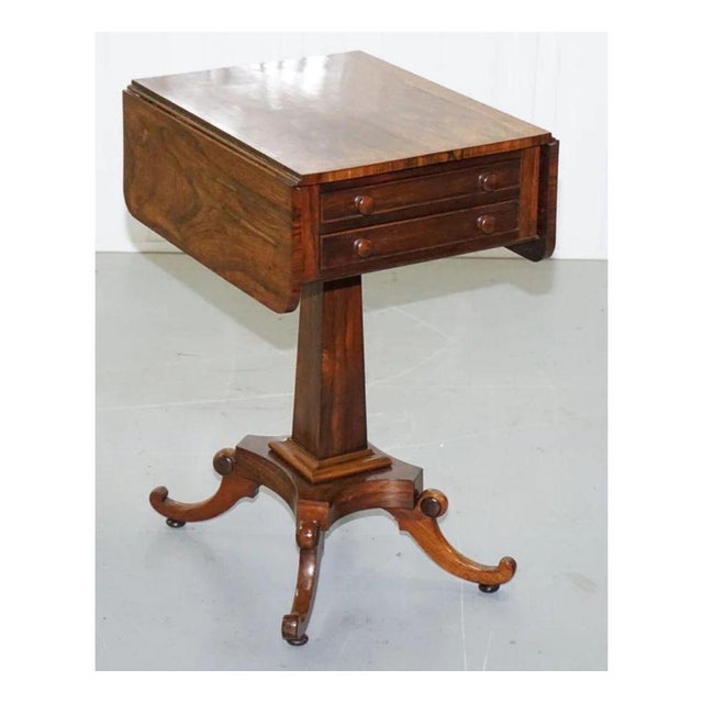 Hollywood Regency Antique Regency Drop Leaf Worktable with Drawers, 1890s For Sale - Image 3 of 9