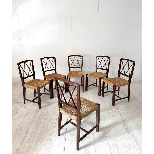 Chairs in the style of Paolo Buffa, 1950s, Set of 6, in Good conditions. Designed 1950 to 1959 This piece is attributed to...