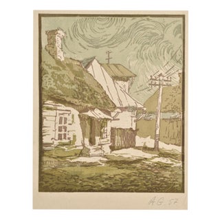 Albert Goltjakov, Street Corner, 1957, Monotype For Sale