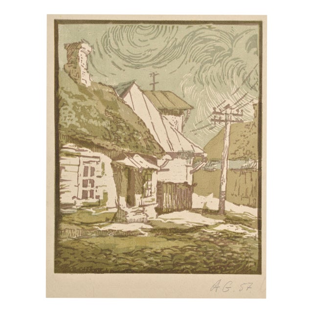 Albert Goltjakov, Street Corner, 1957, Monotype For Sale