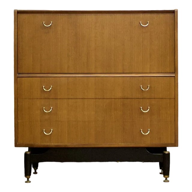 Mid-Century Tola and Black Tallboy Chest from G Plan, 1950s For Sale