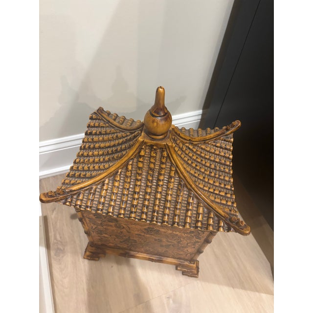 Gold Late 20th Century Pagoda Decorative Box by Castilian Imports For Sale - Image 8 of 12