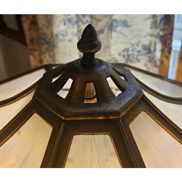 1900s Stately Bradley and Hubbard Slag Glass Lamp For Sale - Image 11 of 18