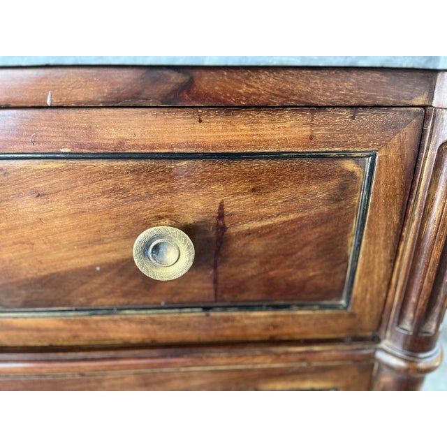 Antique Italian Louis XVI Commode in Walnut with Gray Marble For Sale - Image 13 of 18