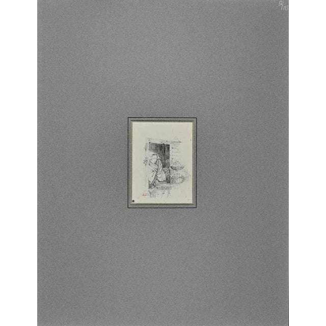 Lady by the Window is a drawing in pencil on creamy colored paper, realized by French painter Léon Morel-Fatio (1810-1871)...
