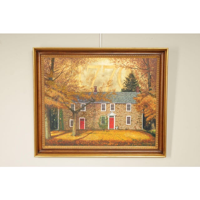 Quality Custom Framed Oil Painting of an 18th Century Stone Farmhouse by John Styga, Signed and Dated Bottom Right