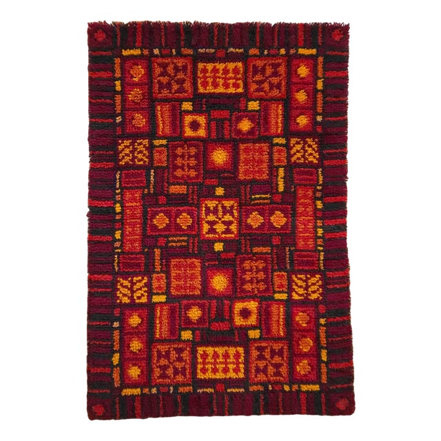 German Handmade Wool Wall Tapestry, 1970s For Sale