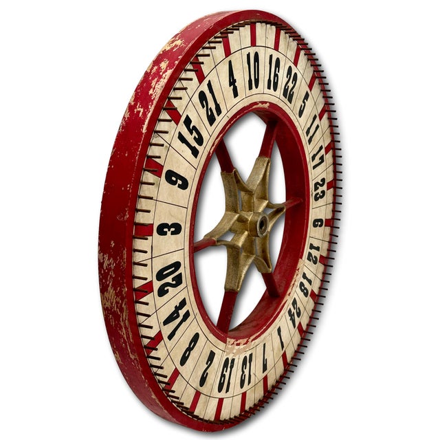 Early 20th Century Nice Antique American Hand Painted Wood & Metal Wheel of Fortune Gaming Wheel Circa Early 20th Century For Sale - Image 5 of 18
