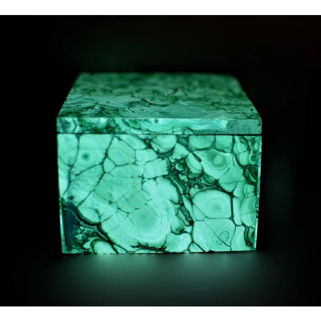 Natural Malachite Box Waves Italian Hand Crafted For Sale - Image 9 of 10