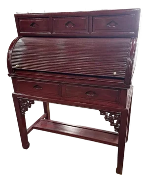 Vintage Authentic Chinese Rosewood RollTop Desk