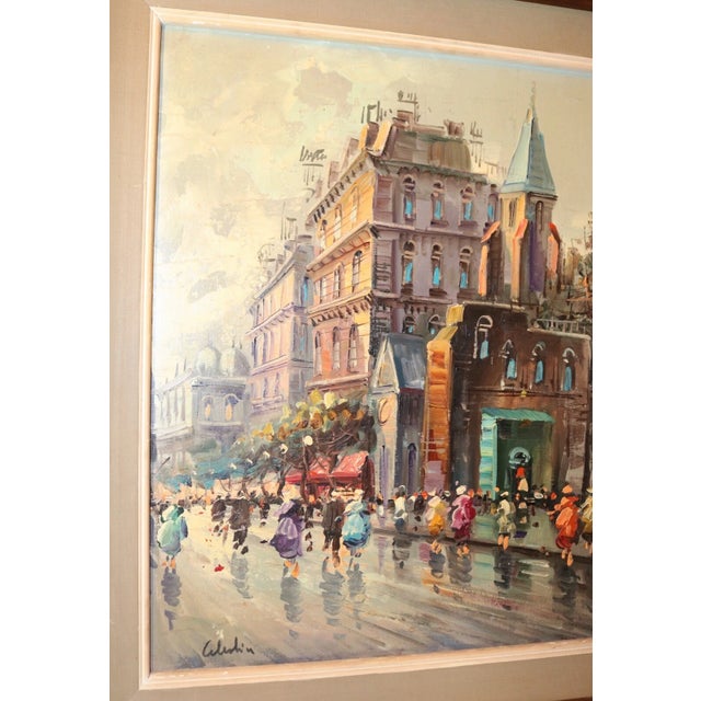 Quality Vintage Original Oil on Board Figural Cityscape Expressionism Painting For Sale In New York - Image 6 of 12