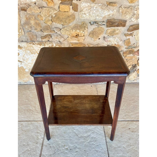 Wood Art Deco Walnut Side Table with Shelf, 1930s For Sale - Image 7 of 18