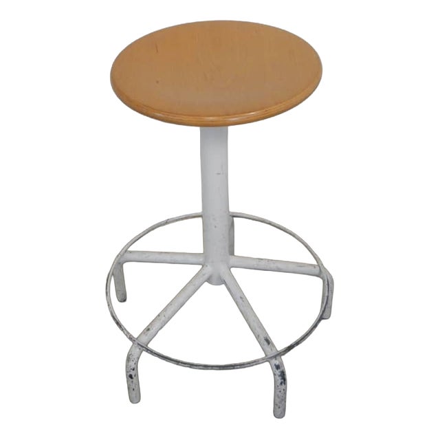 Beech and Iron 5-Foot Stool, 1970 For Sale