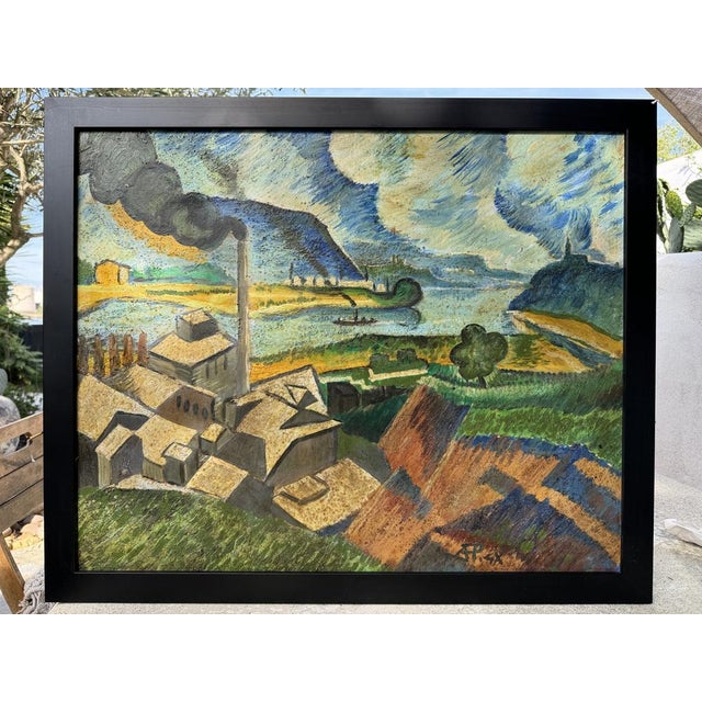 Large Expressionist Factory Painting, Poland For Sale - Image 9 of 10