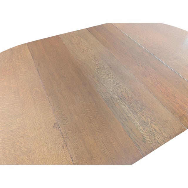 Antique Quarter Sawn Oak Pedestal Dining Table | Tiger Extension Table For Sale - Image 14 of 17