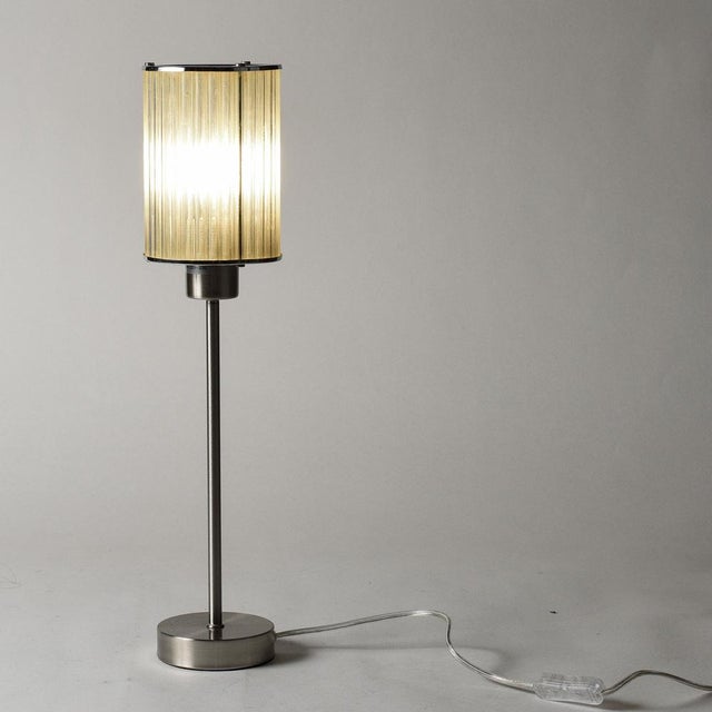 Art Deco Brushed Metal and Glass Table Lamp For Sale - Image 10 of 18