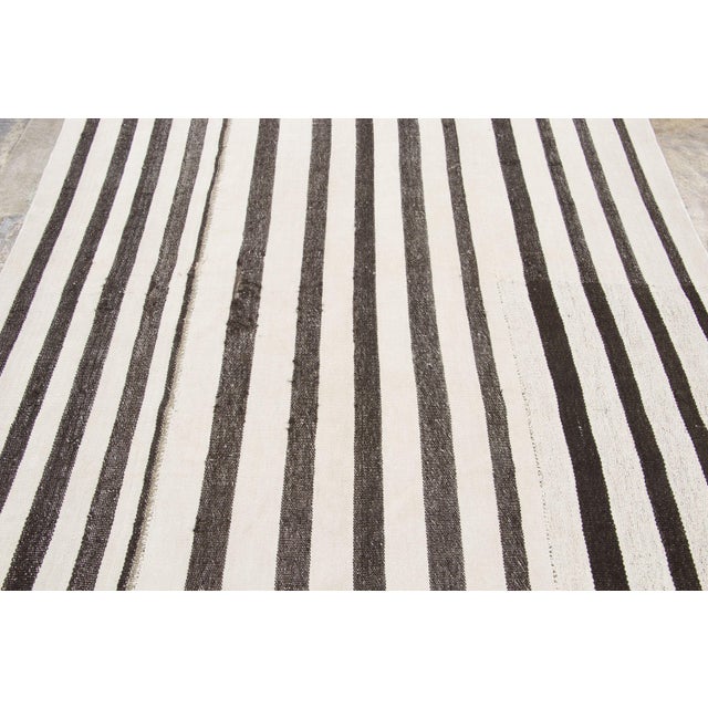 1950s Vintage Turkish Panelled Kilim Hemp Rug With Stripes by Rug & Kilim, 1950-1959 For Sale - Image 5 of 9
