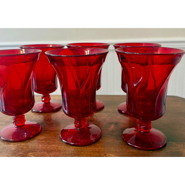 Mid 20th Century Fostoria Jamestown Ruby Red Ice Tea Glasses - Set of 6 For Sale - Image 6 of 12
