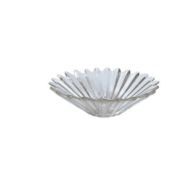 Contemporary Vintage 1960s-1970s Pressed Glass Starburst Flower Trinket Bowl For Sale - Image 3 of 4