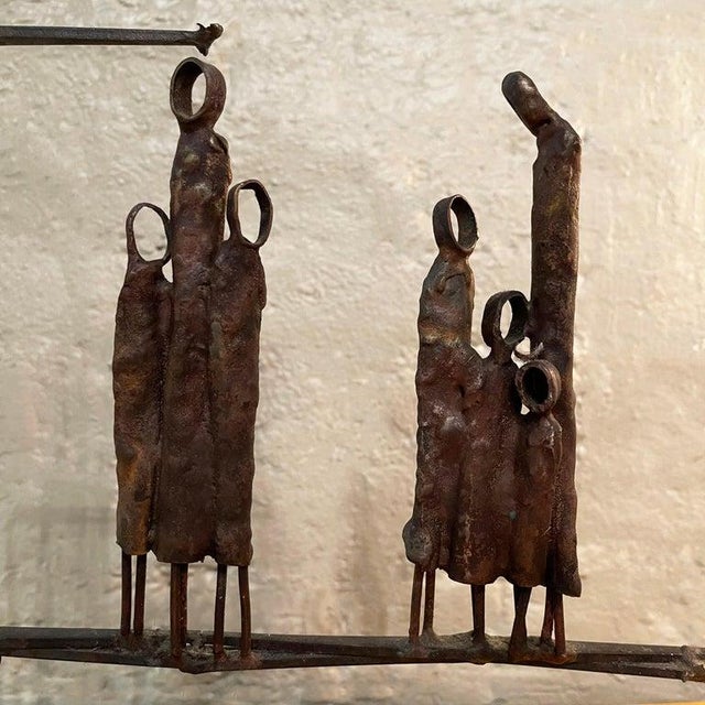 Mid-Century Brutalist Metal and Wood Sculpture by Virginia Stemple For Sale - Image 12 of 13