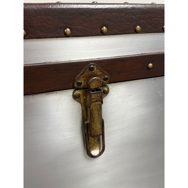 Silver Timothy Oulton for Restoration Hardware Richards’ Style Aluminum Steamer Trunk Bar Cabinet For Sale - Image 8 of 12