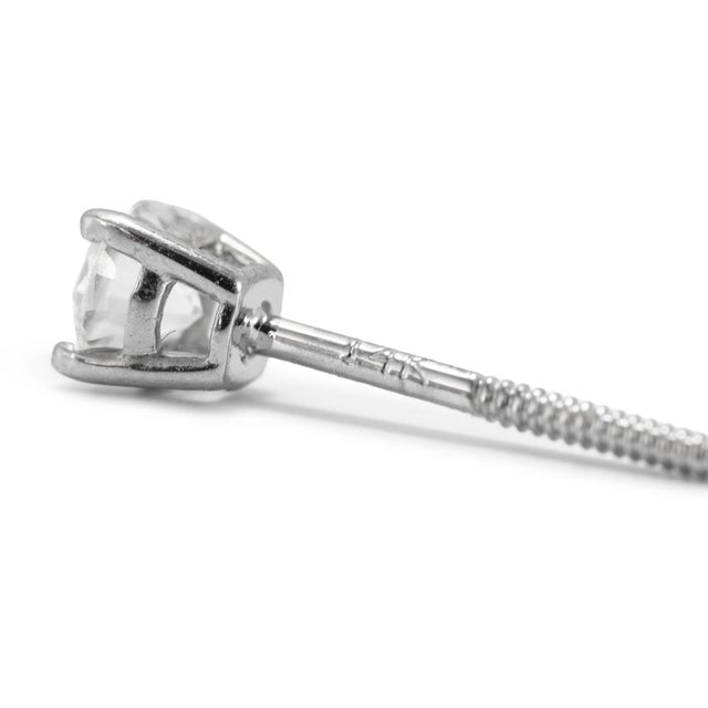 Metal Unisex 14k White Gold 0.44ctw Lab Grown Diamond Screw Back Petite Stud Earrings, Pair For Sale - Image 7 of 9