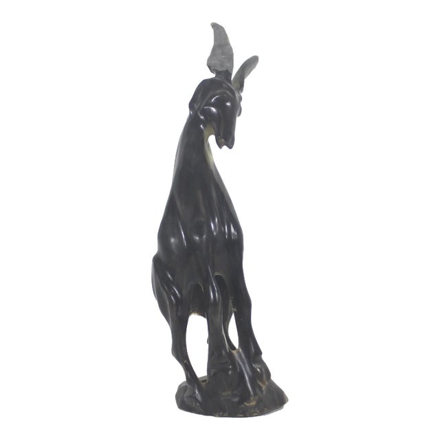 Vintage Carved Natural Horn Ram Figurine For Sale